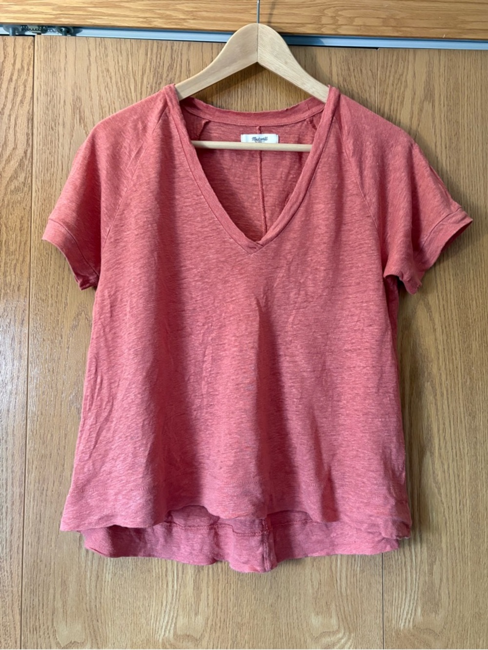 Madewell Heathered Coral V-Neck Short Sleeve Tee